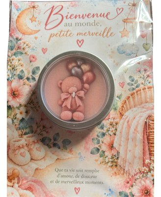 Carte illustrée naissance et bougie artisanale