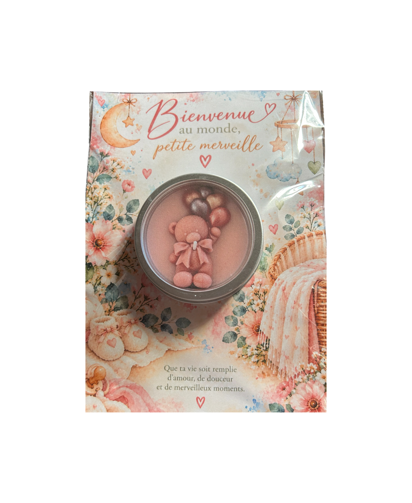 Carte illustrée naissance et bougie artisanale